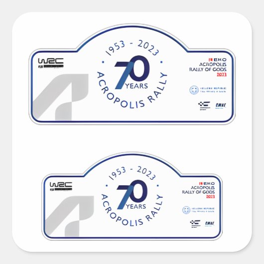 WRCアクロポリスラリーギリシャのモータースポーツカーレース スクエアシール (正面)
