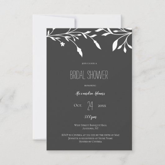  wreath 黒板 結婚前お茶会 招待状 (正面)