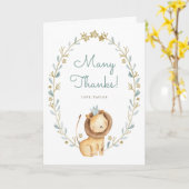 Wreath Birthday Thank水彩画のライオンの王子 カード (黄色い花)