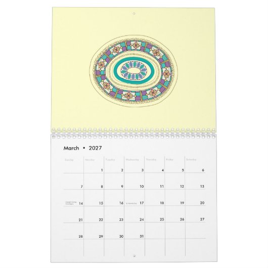 Wreath Circles calendar カレンダー (3月 2027)