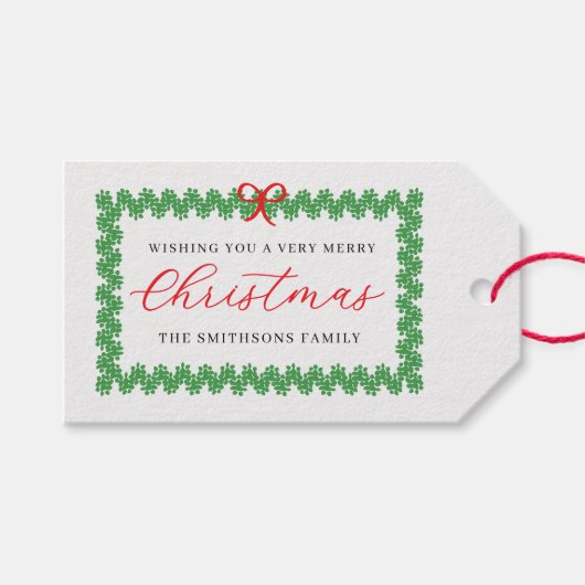 Wreath Framed Holiday  ギフトタグ (正面(横))