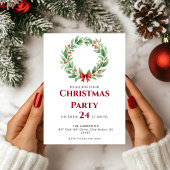 Wreath Ribbon Holiday Christmas Dinner 招待状