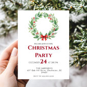 Wreath Ribbon Holiday Christmas Dinner 招待状