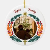 Wreath Star and Cross Christian Custom Photo セラミックオーナメント (裏面)
