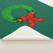 Wreath with Holly and Red Bow Sherpa Blanket シェルパブランケット (3/4)
