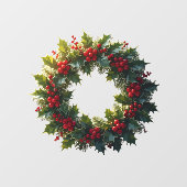 Wreath With Holly Berries Vector Art Logo ウィンドウサイン (シート)
