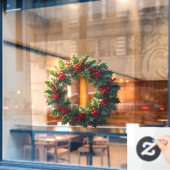 Wreath With Holly Berries Vector Art Logo ウィンドウサイン (カフェ窓)