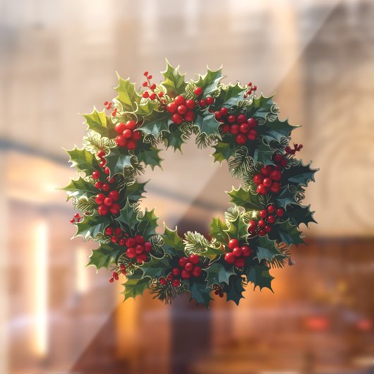 Wreath With Holly Berries Vector Art Logo ウィンドウサイン (シート2)