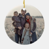 Wreath with Red Ribbon Family Photo Holiday セラミックオーナメント (裏面)
