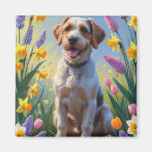 Wrefold Pointing Griffon春の花絵を描ズ マグネット (正面)