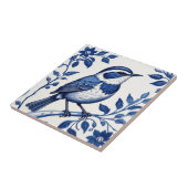Wren Bird Delft青と白のフローラ装飾品 タイル (側面)