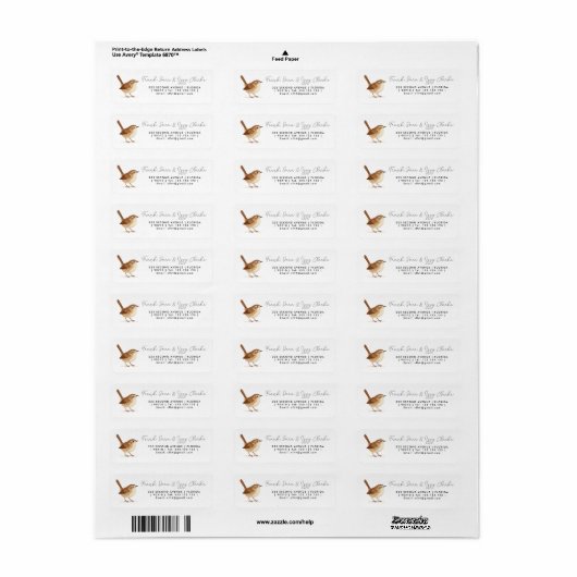 Wren Return Address Labels – Personalized Bird ラベル (フルシート)