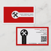 Wrench and hammer handyman construction red 名刺 (正面/裏面)