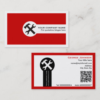 Wrench and hammer handyman construction red 名刺