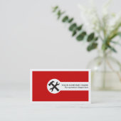 Wrench and hammer handyman construction red 名刺 (スタンド正面)