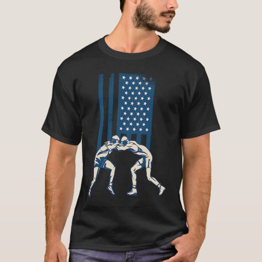 Wrestling American USA Flag Wrestling Wrestling F Tシャツ (正面)