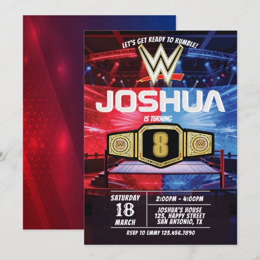 Wrestling Battle Birthday Invitation 招待状 (正面/裏面)