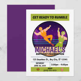 Wrestling Birthday Party Invitation 招待状