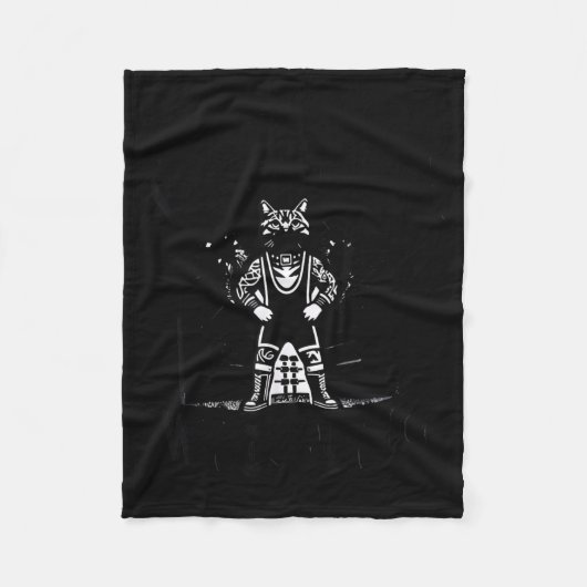 Wrestling Cat Funny Weekends Watching For Men Wome フリースブランケット (正面)