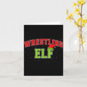 Wrestling Elf Christmas Family Matching Group Xmas カード (黄色い花)