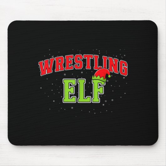 Wrestling Elf Christmas Family Matching Group Xmas マウスパッド (正面)