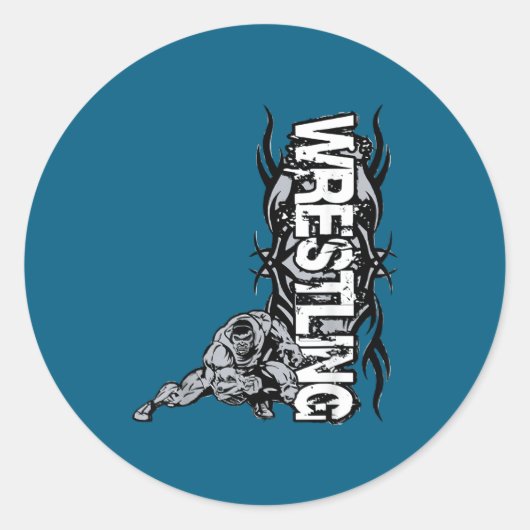 Wrestling Graphic Strong Wrestler For Men Women Bo ラウンドシール (正面)