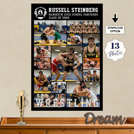 Wrestling High School Senior 13 Photo Collage ポスター