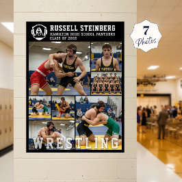 Wrestling High School Senior 7 Photo Collage ポスター