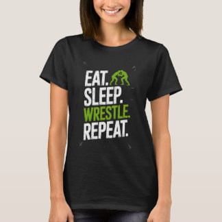 Wrestling Life Eat Sleep Wrestle Repeat Mat Tシャツ