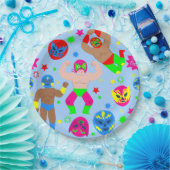 wrestling lucha libre masks luchador wrestlers ペーパープレート (パーティー)