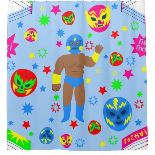 wrestling match lucha libre mask luchador wrestler シャワーカーテン (正面)