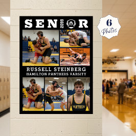 Wrestling Senior Graduate 6 Photo Collage ポスター