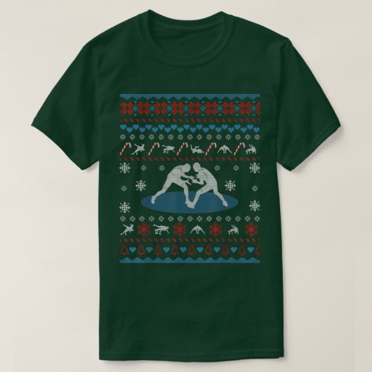 Wrestling Ugly Christmas Sweater Funny Gifts For W Tシャツ (デザイン正面)