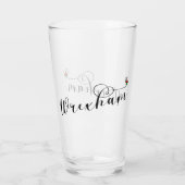 Wrexhamスクリプトフォント、ウェールズ国旗のハート タンブラーグラス (裏面)