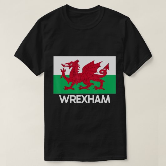Wrexham Wales Welsh Flag Baner Y Ddraig Goch T-Shi Tシャツ (デザイン正面)