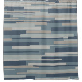 Wright Mid Century Modern Geometric Abstract Blue シャワーカーテン (正面)
