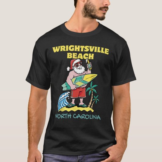 WRIGHTSVILLEビーチノースカロライナ州サンタクリスマス Tシャツ (正面)
