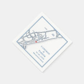Wrightsville Beach NC Map Navy Elegant Wedding スタンダードカクテルナプキン (角)