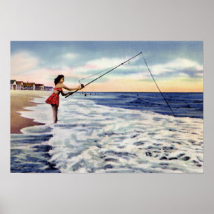 Wrightsville Beach North Carolina Surf Fishing ポスター