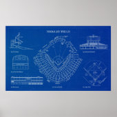 Wrigley Field Blueprint ポスター (正面)