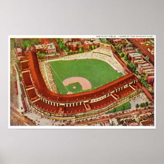 Wrigley FieldChicago, ILの空中表示 ポスター (正面)