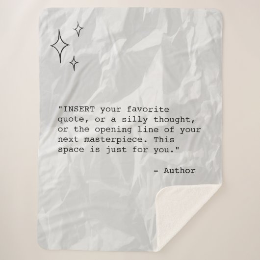 Wrinkled Paper with Custom Quote and Stars シェルパブランケット (正面)