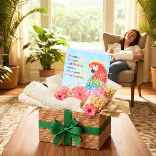 Wrist Surgery Healing Scarlet Macaws, Hibiscus カード