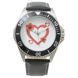 Wristwatch with Red Heart , Minimalist Style 腕時計