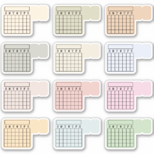 Writable Monthly Index Tab Calendar Habit Tracker  シール (正面)