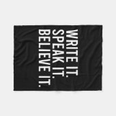 Write It Speak It Believe It Motivational Faith Ap フリースブランケット (正面(横))