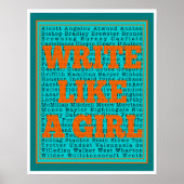 Write Like a Girl Teal Print ポスター (正面)