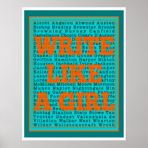 Write Like a Girl Teal Print ポスター