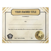 Write-on custom title employee recognition award ノートパッド (正面)