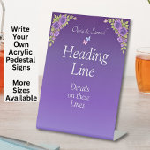 Write Your Own Pedestal Sign Purple Flowers 台座サイン